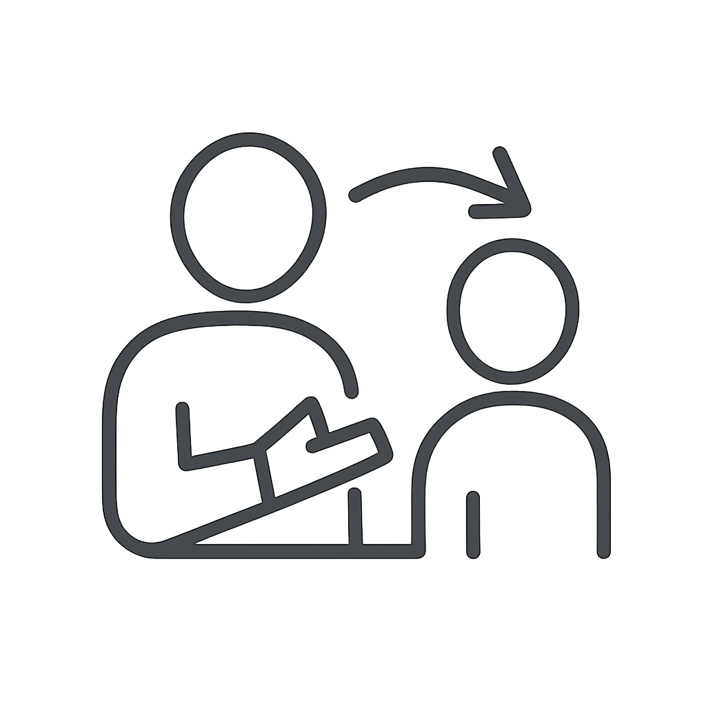 An illustration depicting a man assisting another man